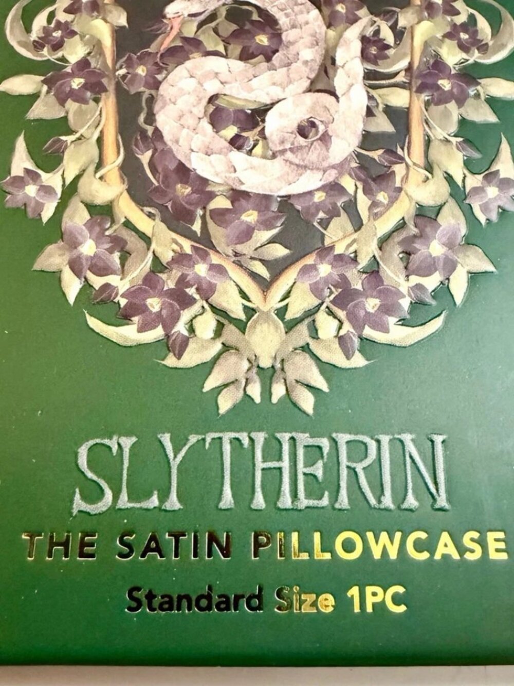 Kitsch x Harry Potter Slytherin Satin Zipper Pillowcase Standard/Queen New - Picture 3 of 7